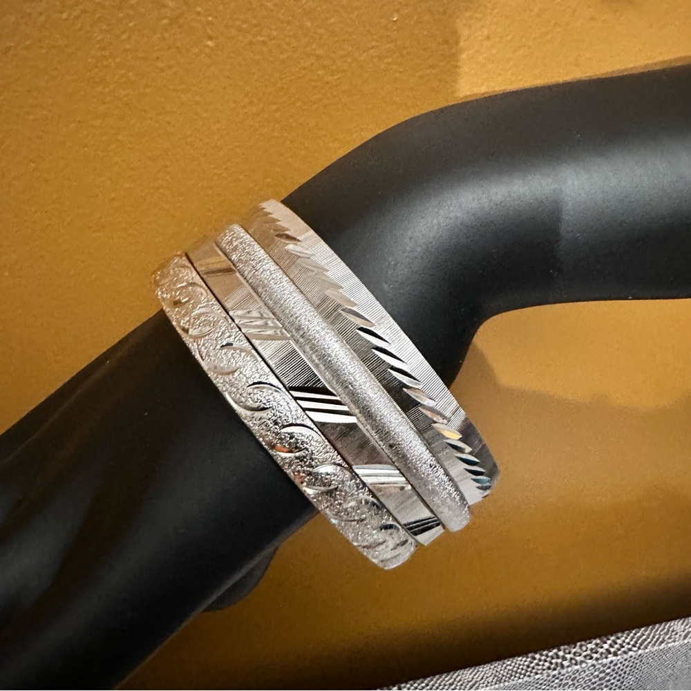 Monet vintage silver toned bangles lot of 4